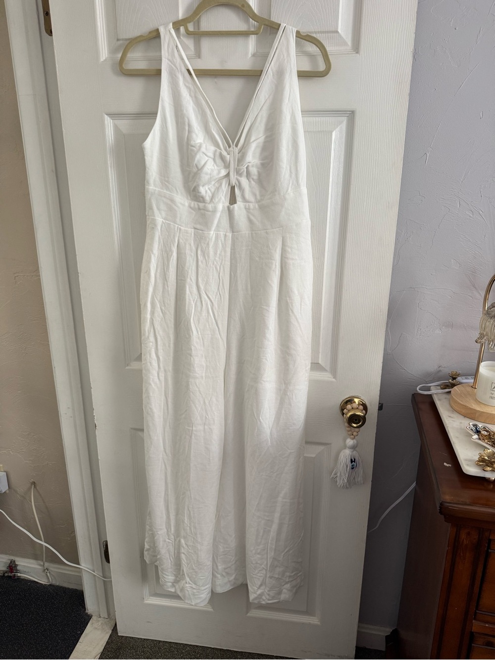 Sleeveless White Tie-Front Jumpsuit